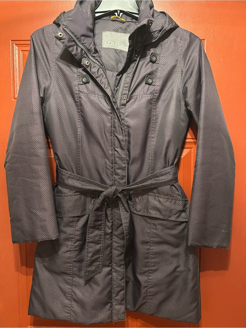 Lole Charcoal Hooded Winter Coat with Belt